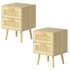 Levede 2x Bedside Tables Set Wooden Side Table Nigntstand Bedroom Rattan Drawers-2050056763503415296