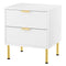 Levede Bedside Table with 2 Drawers White Metal Legs-2029387202869465088