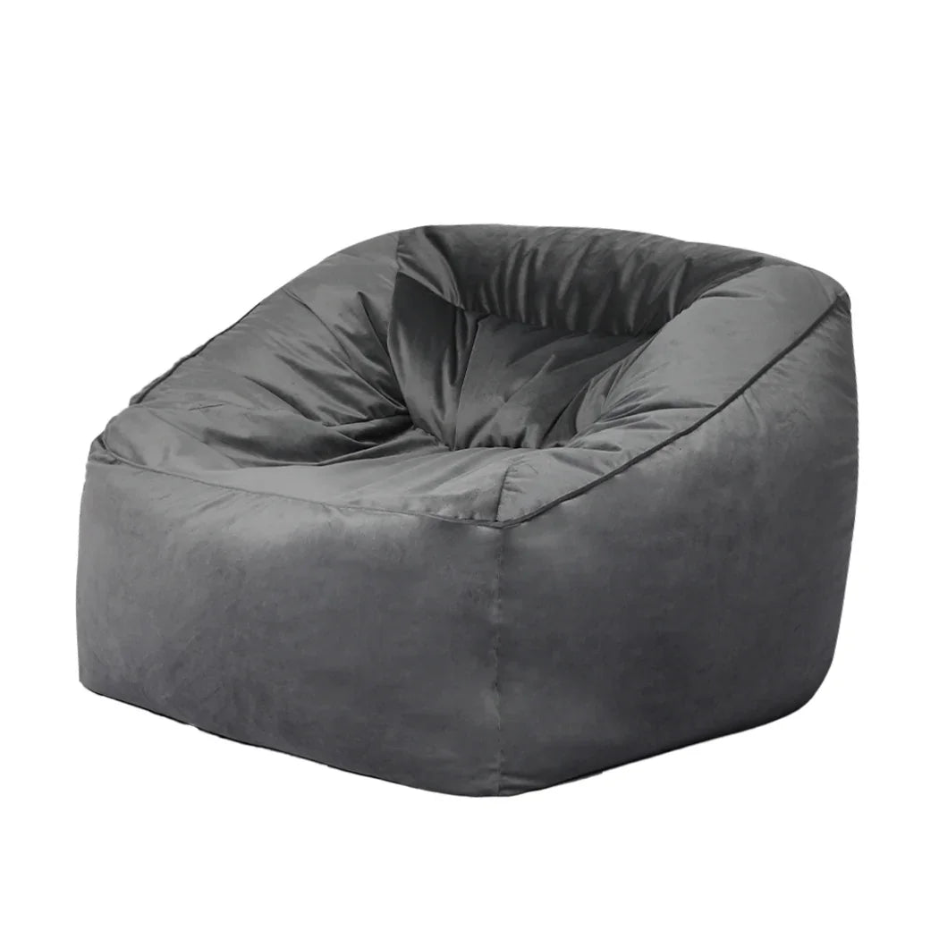 Marlow Bean Bag Chair Cover Soft Velvet Dark grey-2006733217914294272