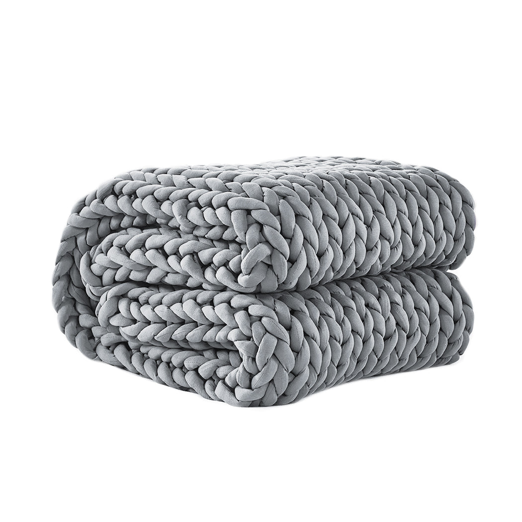 Dreamz Knitted Weighted Blanket Chunky Grey Kids-1864183217049964544