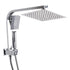 High Pressure Shower Head Set Rain Square Silver-2006733185240666112