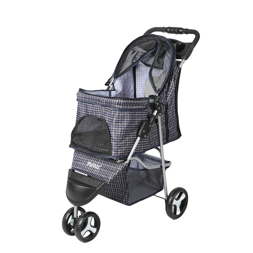 PaWz Large Pet Stroller Dog Cat Carrier Plaid-2006733030680563712