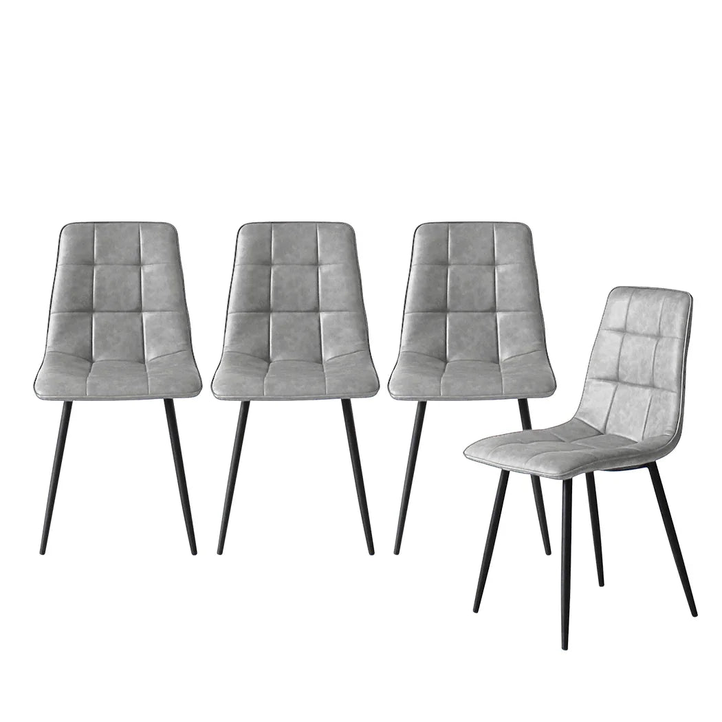 Levede 4x Dining Chairs Kitchen Chair Grey Faux Leather-2006733265016328192