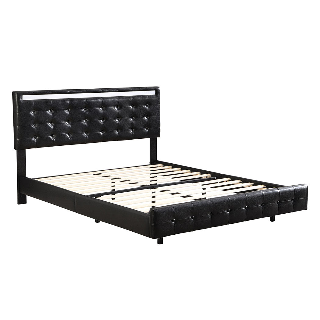 Levede  Floating Bed Frame Queen with Headboard LED Lights Mattress Base-1894516727518203904