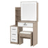 Levede Dressing Table Vanity Stool Set Sliding LED Mirror Makeup Storage Shelves Natural-2072893560272850944