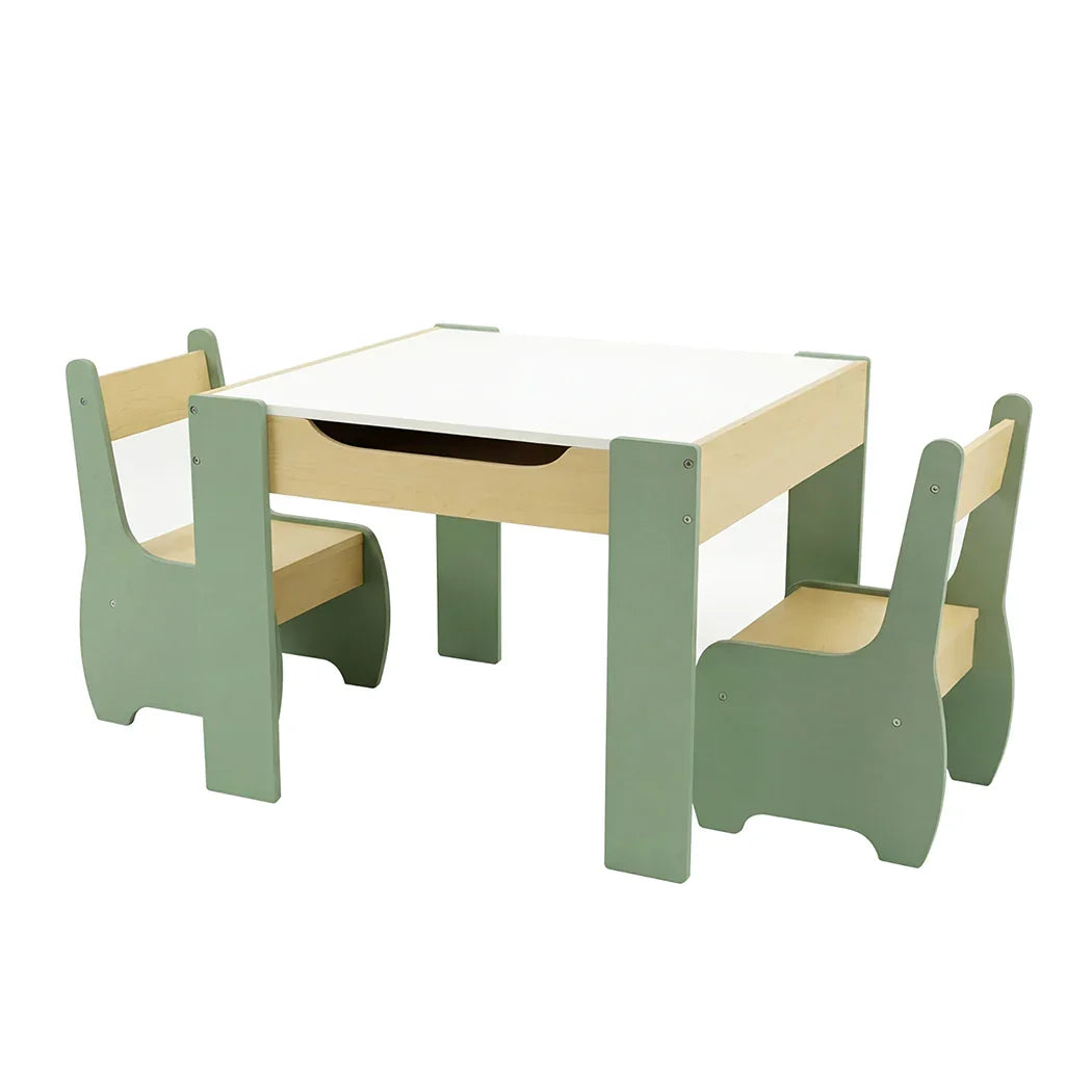Levede Kids Table and Chairs Set 3-in-1 Chalkboard Storage Learning Dining Desk-2050056790908997632