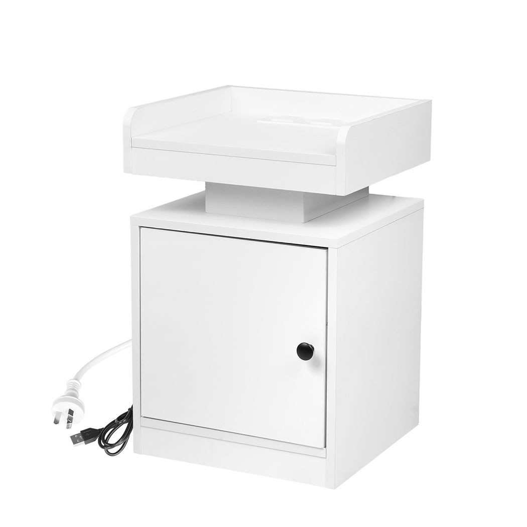 Levede Bedside Table USB Charger Outlet RGB White