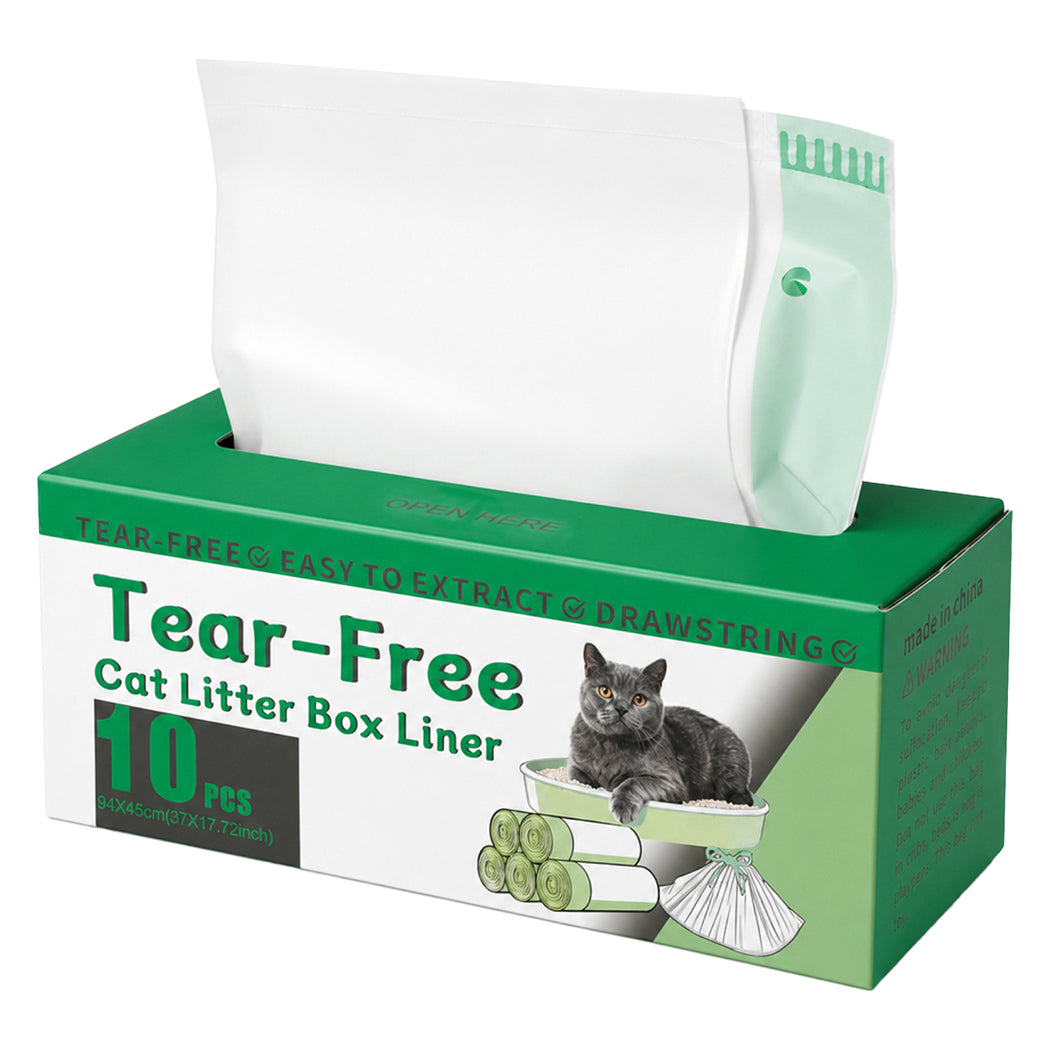 Pawz Cat Litter Bags 30 Pcs 94 x 45cm Drawstring 10kg HDPE White Green-2100034990661308416