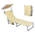 Levede Foldable Lounge Chairs with Canopy Khaki-1910112248655908864