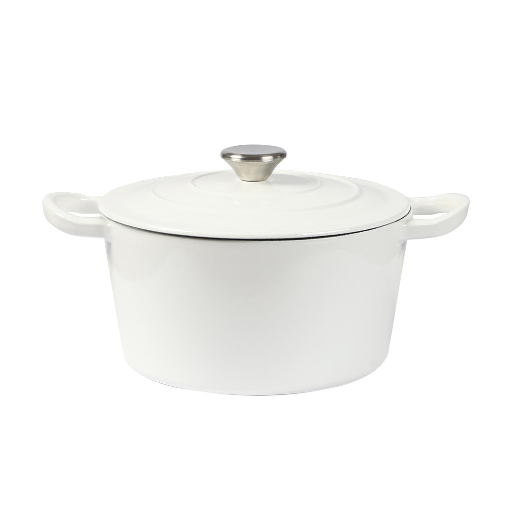 TOQUE 4L Enamel Dutch Oven Pot in White Colour-1864184348446691328