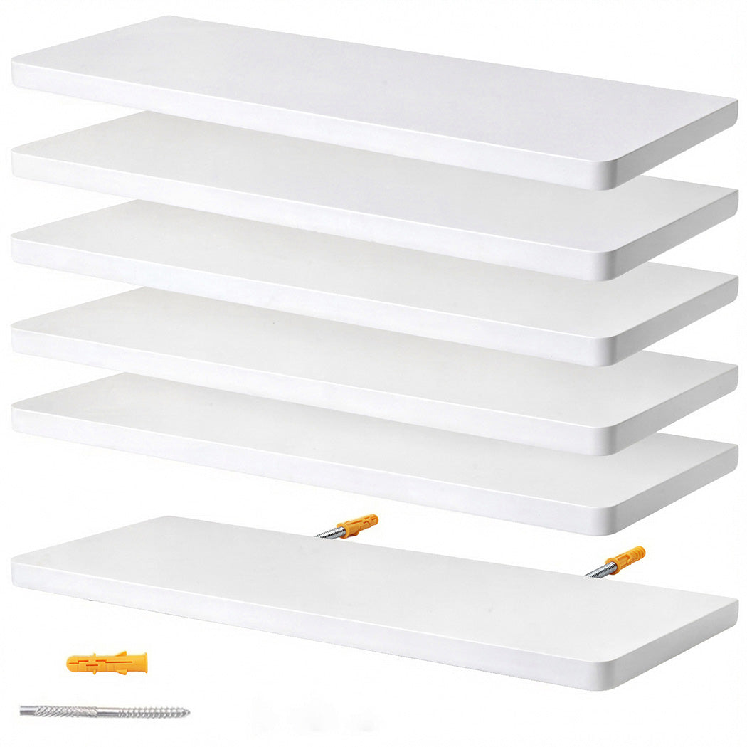 Levede Floating Shelves 6Pcs DIY Wall Mounted Storage Display Bookshelf White-2072893562130927616