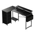 Levede L Shaped Gaming Desk with Storage Drawers Black-2050056895582048256