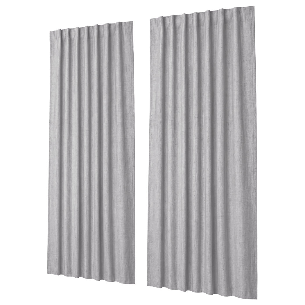 Marlow Blackout Curtains Thermal Linen Look Blockout Drapes 2 Panels Grey-2072893565322792960