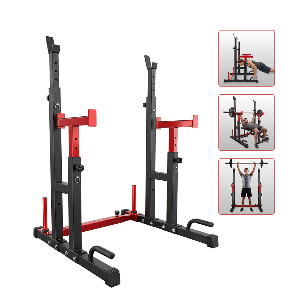 Centra Adjustable Squat Rack Barbell Stand Press Dip Station Home Gym 250KG-2072893534255583232