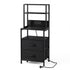 Levede Bedside Table with Charging Station LED Lights Black-2100034980859219968