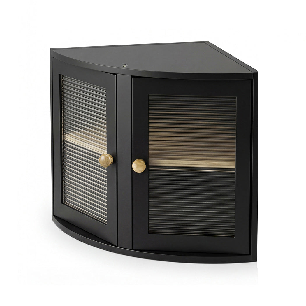 Toque Corner Bread Box 2 Tier Bamboo Bread Bin Kitchen Countertop Storage Black-2072893581982568449