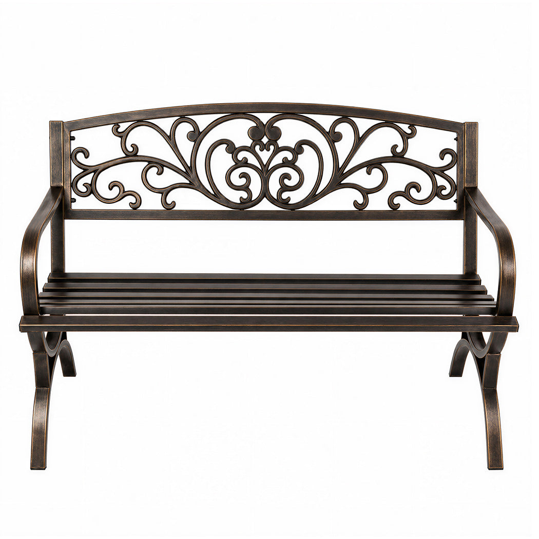Levede Garden Bench Seat Outdoor Furniture Patio Park Lounge Chair Bronze 3 Seat-2072893558154727425