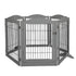 PaWz 6 Panels Pet Dog Playpen Puppy Grey-2006732991824531457