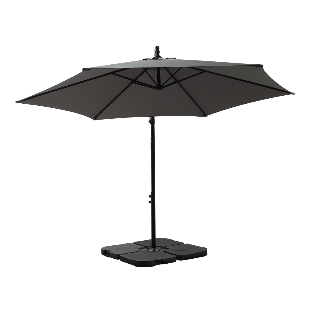 Mountview 3M Outdoor Umbrella Cantilever Grey With Base-1864184442336186369
