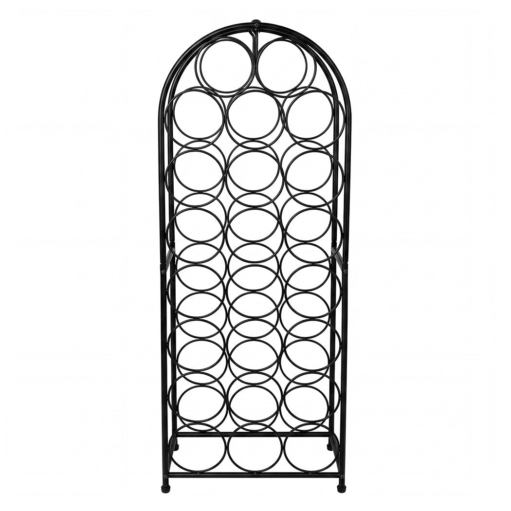 Levede 23 Bottle Wine Rack Kitchen Home Floor Storage Organiser Metal Black-2100035036840595457