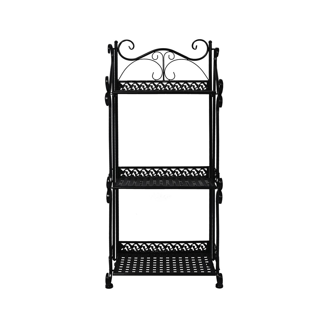 Levede Plant Stand 3 Tiers Outdoor Indoor Black-2065254382647250945