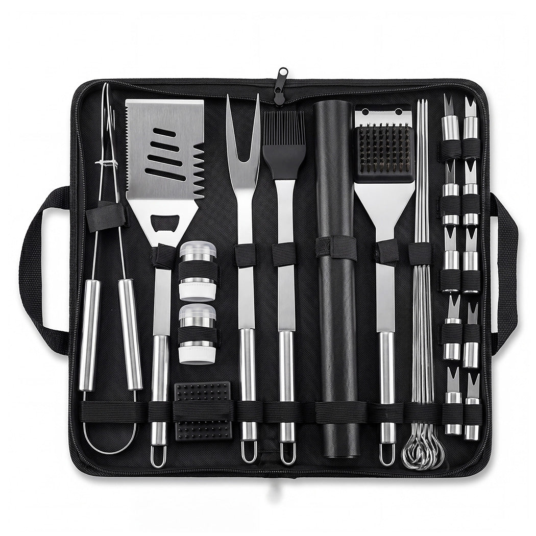 Moyasu 29Pcs BBQ Tool Set Stainless Steel Grill Cook Barbecue Grill Utensils Kit-2102558712077094913