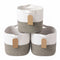 Levede Storage Baskets Laundry Bins 3Pcs Foldable with Handles Cotton Rope Brown-2100035024383512577