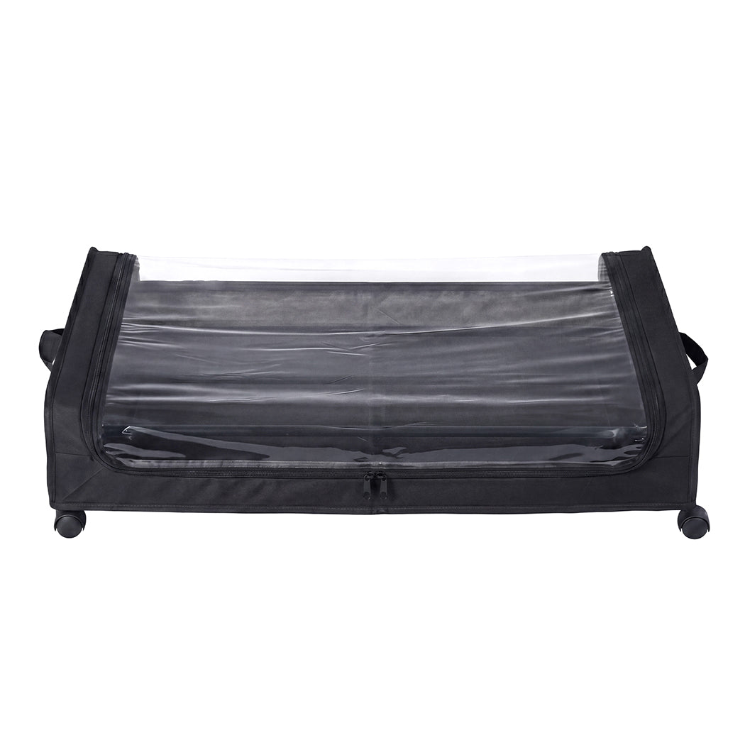 Levede 2x Under Bed Storage Containers for Shoe and Apparel Clear-Lidded Black-2072893558800650241