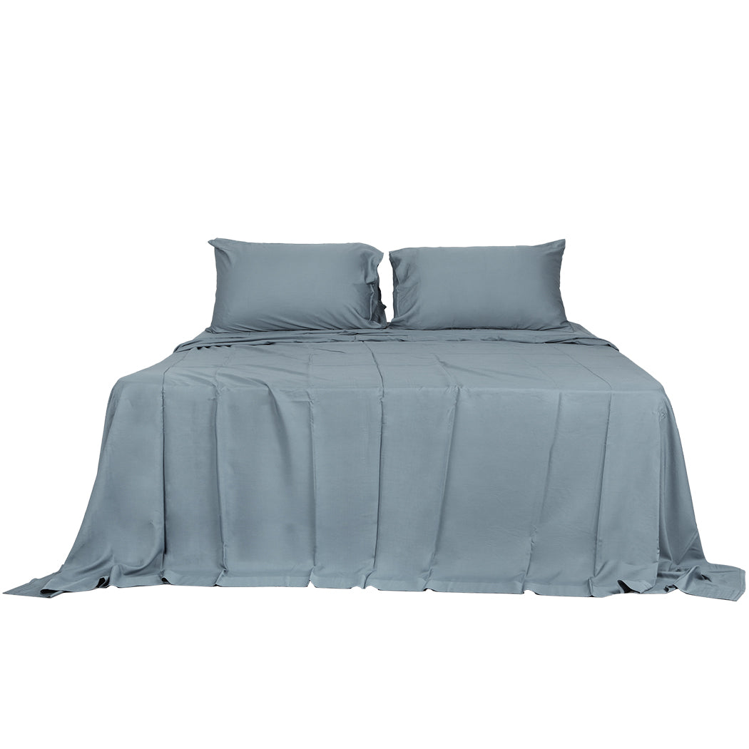 Dreamz 4pcs Double Size 100% Bamboo Bed Sheet Set in Grey Colour-1864183183378092033