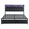 Levede Queen Metal Bed Frame LED Lights 2 Drawers-1894516789967196161