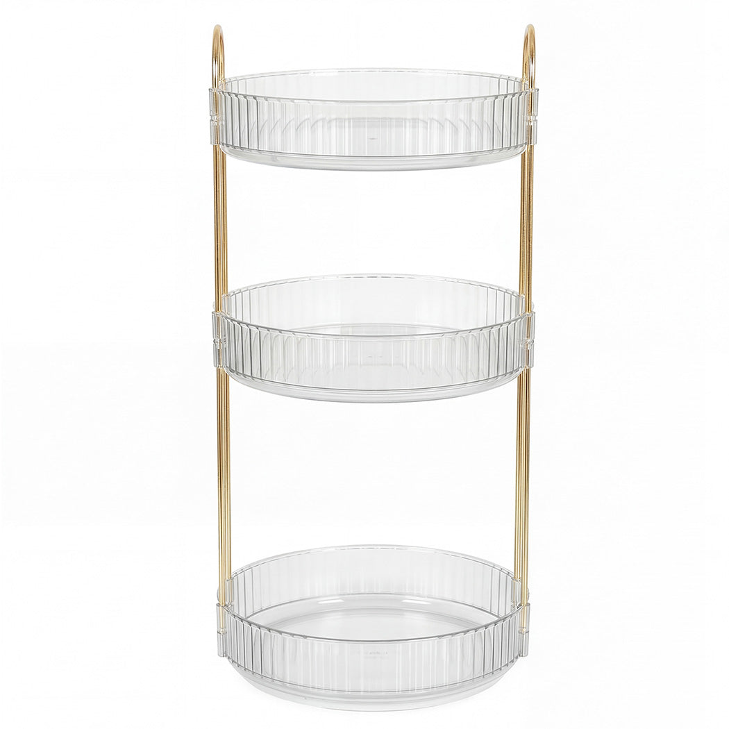 Ilus 360� Roating Makeup Organiser Vanity Countertop Shelf Cosmetic Holder White-2065254302464741377