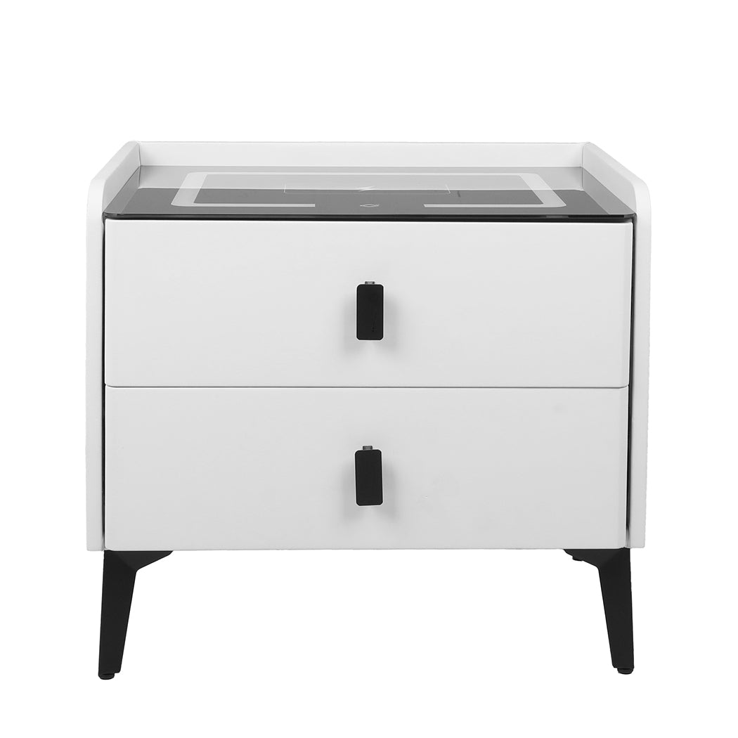 Levede Bedside Table LED Lights Drawers Storage