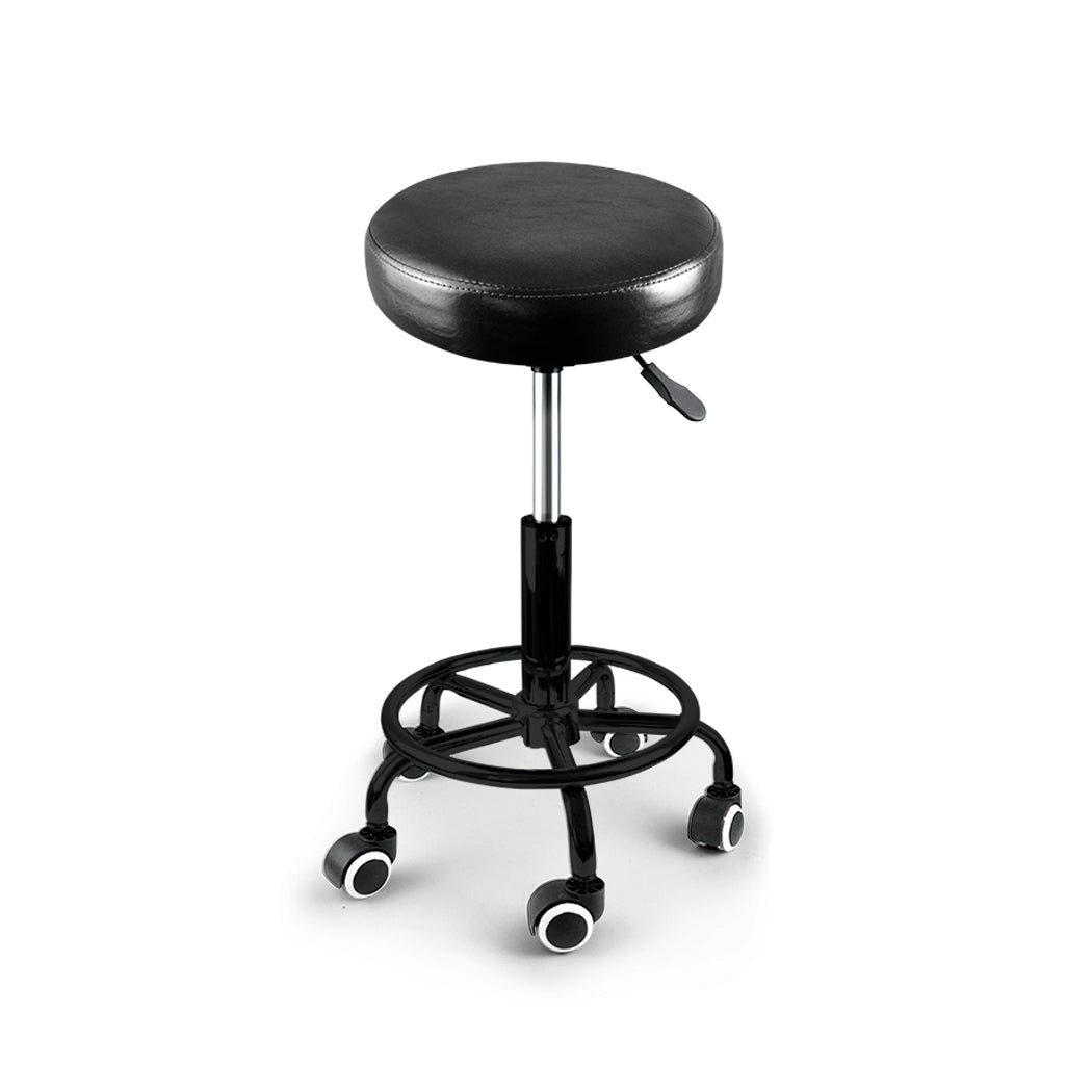 Levede Salon Stool Swivel Bar Stools Black with Black Stand-1910112553946714113