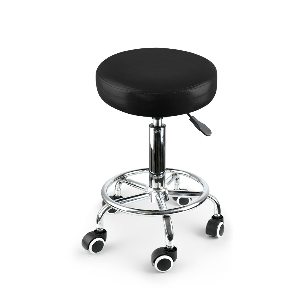 2x Levede Swivel Salon Barstool Hairdressing Black-1864184632992468993