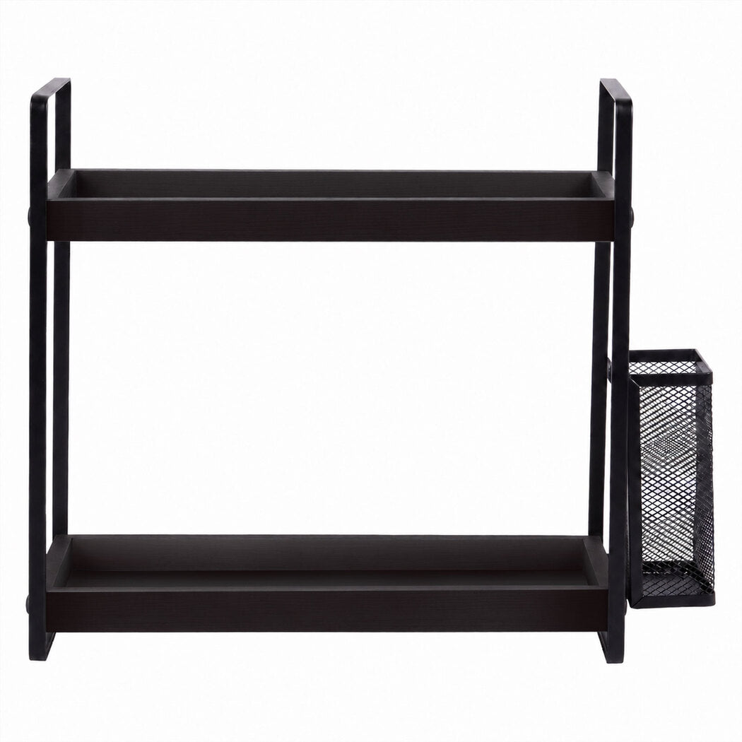Levede 2 Tier Countertop Organiser Classic Storage Rack Bathroom Kitchen Black-2072893554912530433