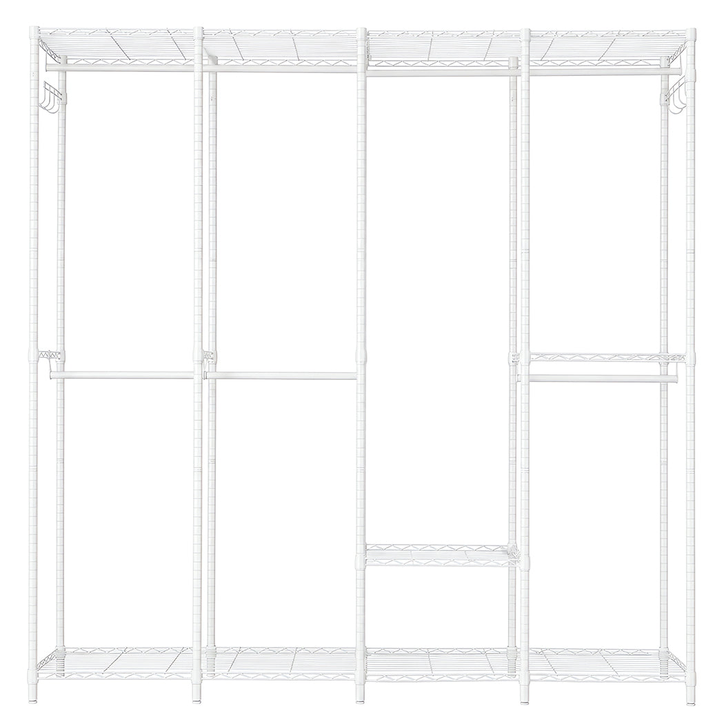 Levede Heavy Duty Clothes Rack Organizer 500kg Carbon Steel Bedroom White-2109799589643751426