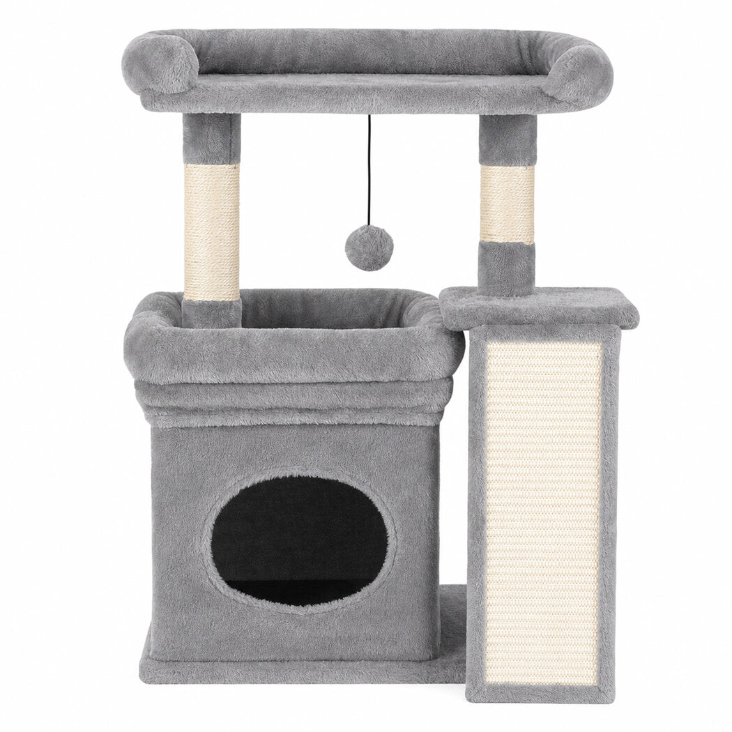 Pawz Cat Tree Tower Large Perch Condo Sisal Scratcher for Indoor Felines Grey-2100034993777676289