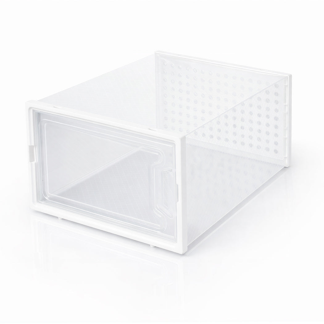 Stacked Shoe Rack Storage Boxes 12 Pcs Stackable Clear Plastic Display Cases-2065254306415775745
