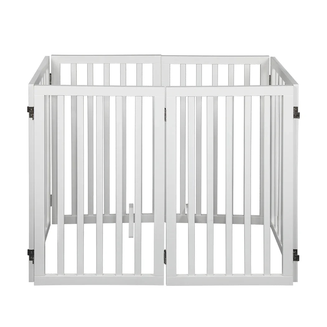 PaWz Wooden Pet Gate Dog Fence Safety White 6 Panels-2018816846903513089