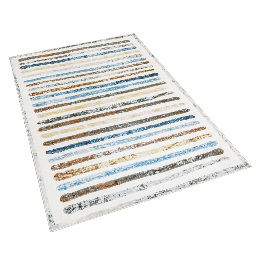 Marlow Floor Rug Short Pile Washable Carpet Soft Plush Non Slip Stripe 200x290-1894516740122087425