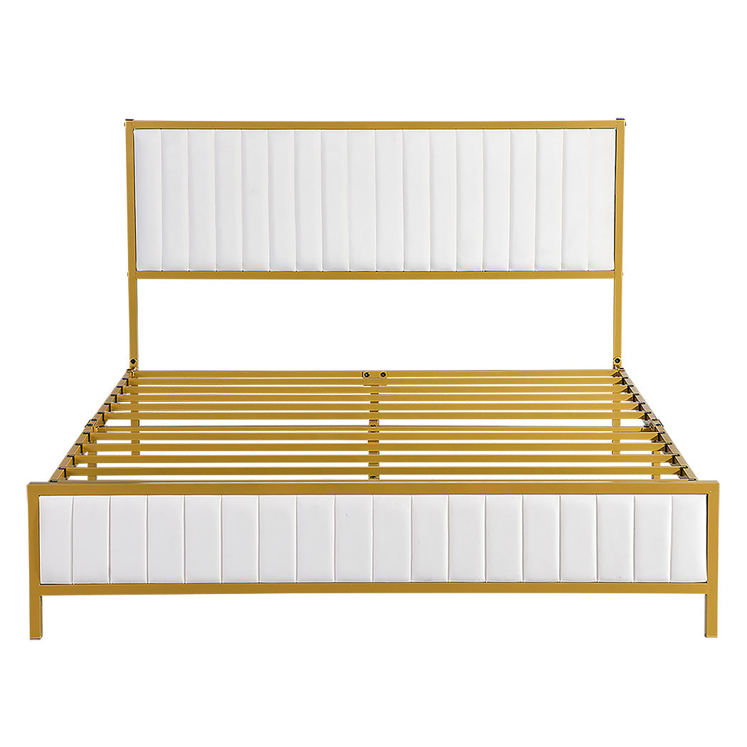 Levede Metal Bed Frame Under Bed Storage Double Beige-1894516794161500161