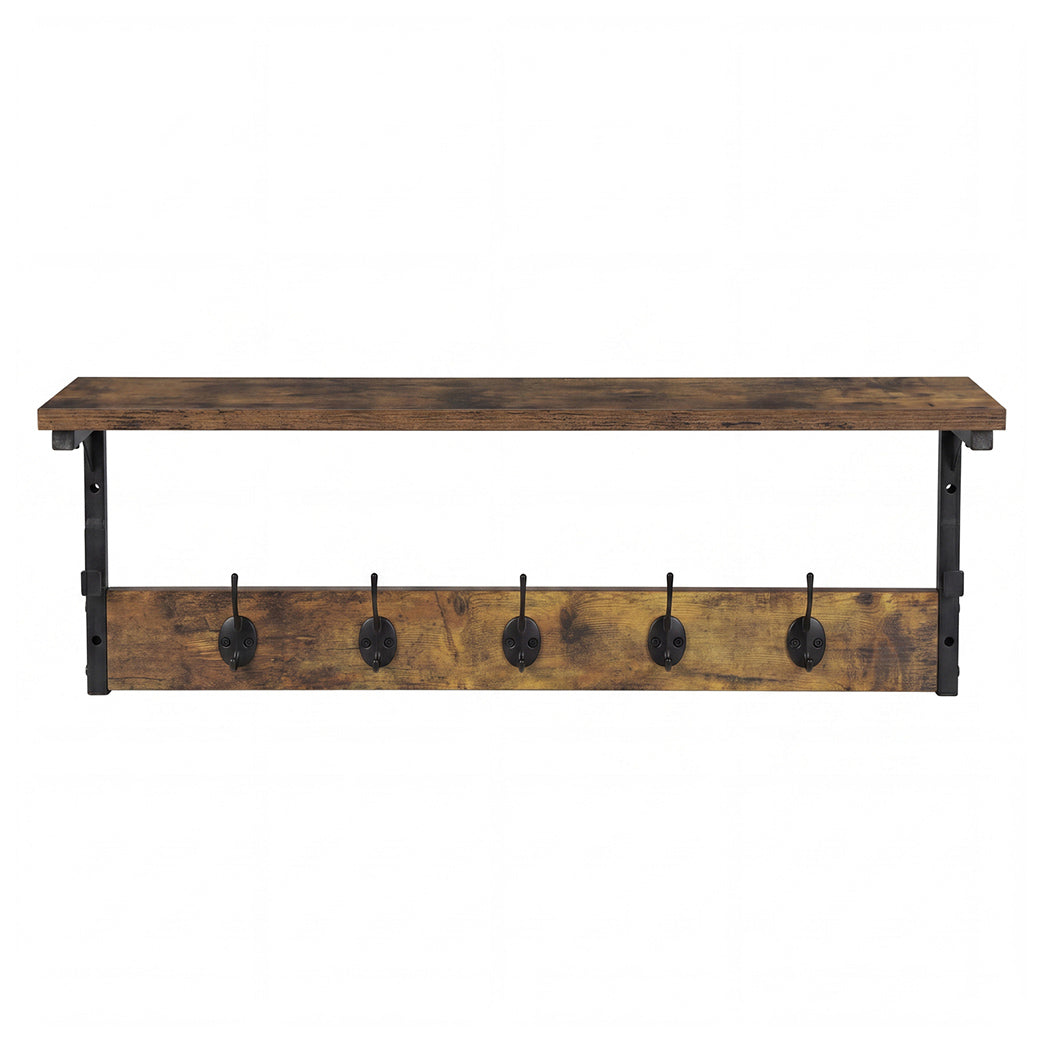 Levede Coat Rack Shelf Wall Mounted 7 Hooks Wall Floating Hat Rack Living Room-2050059009976832001