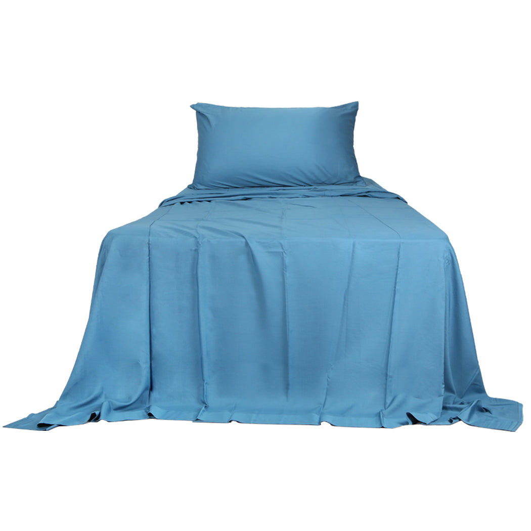 Dreamz 3pcs Sinigle Size 100% Bamboo Bed Sheet Set in Blue Colour Single-1864183184909012993