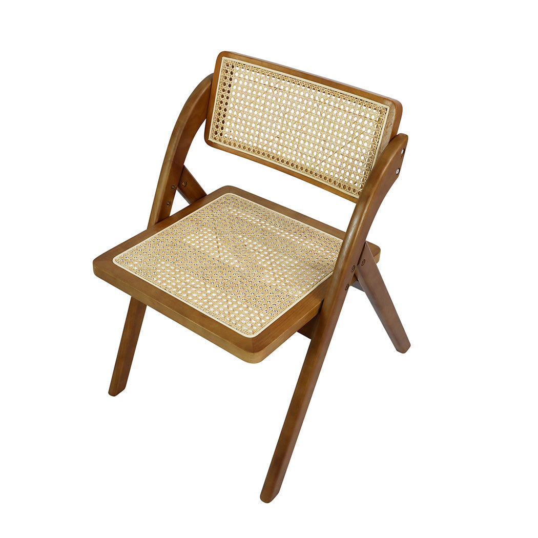 Levede 2X Foldable Rattan Dining Chairs Walnut-1910113291703816193