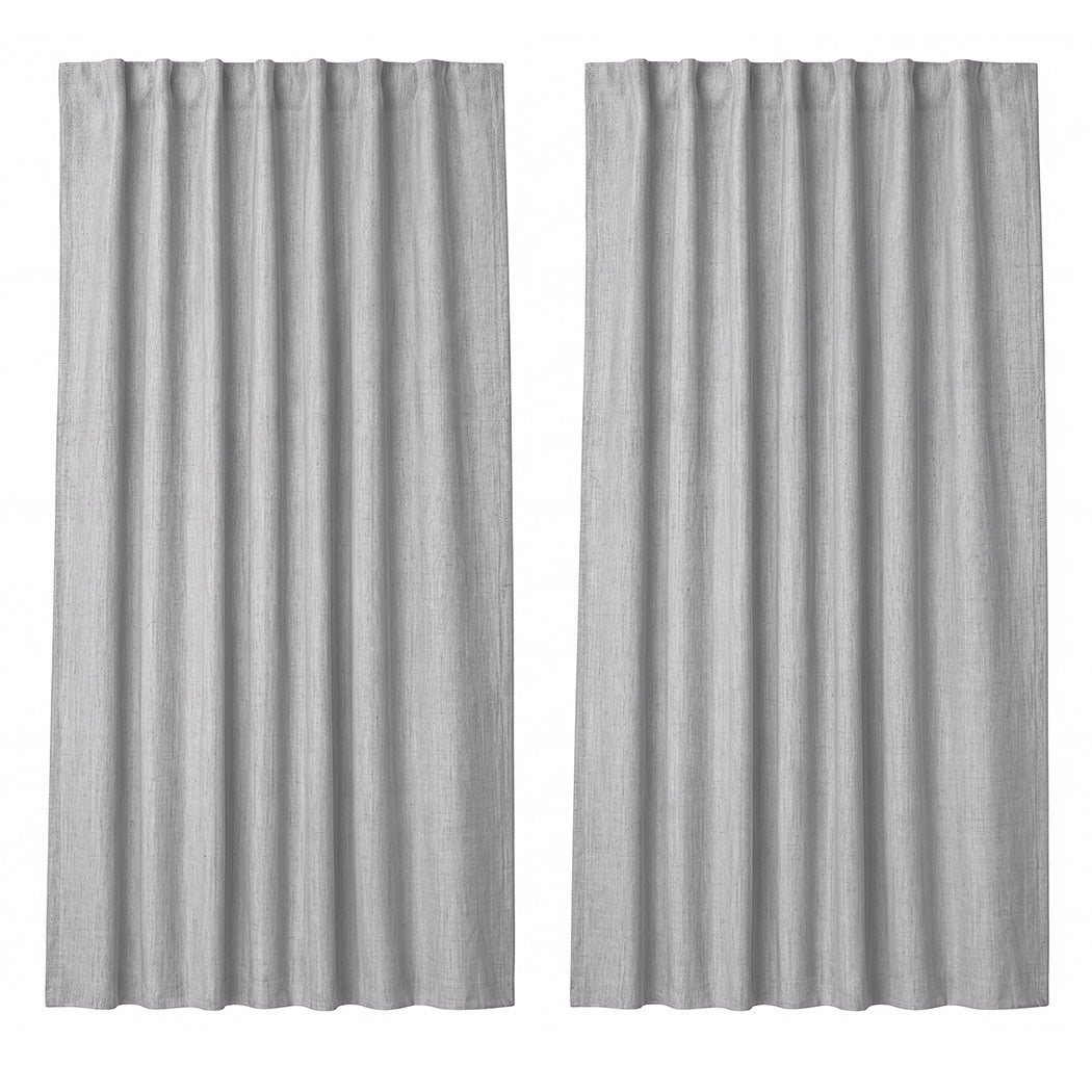 Marlow 2 Panels Blackout Curtains Thermal Linen Look Blockout Drapes Grey-2072893565721251841