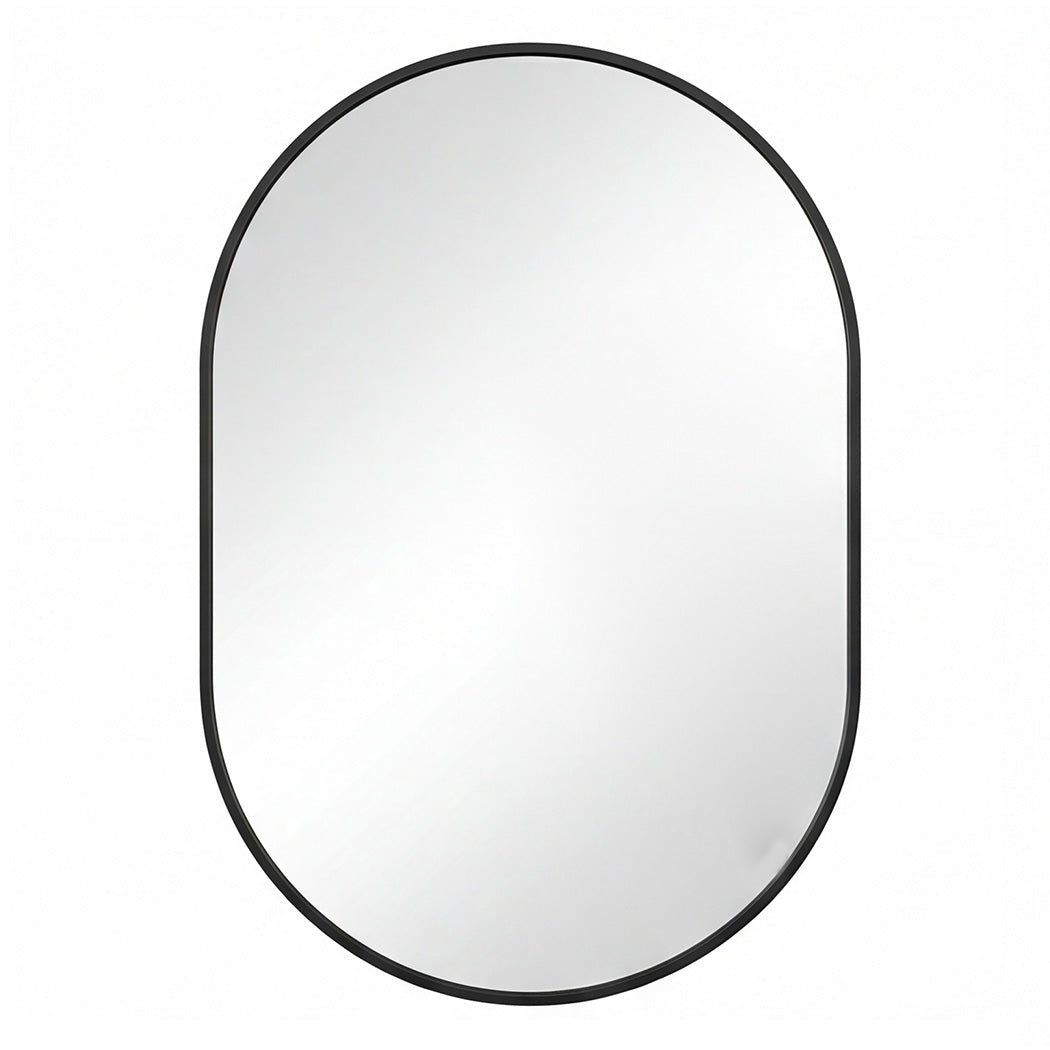 Yezi Oval Wall Mirror 70x50cm Black Frame Bathroom Wall Mounted Vanity Mirror-2050059009389629441