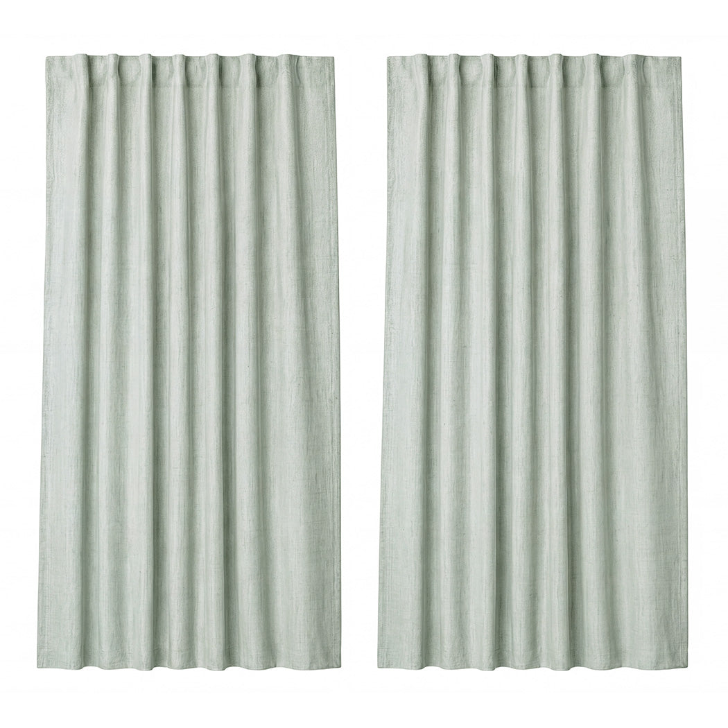 Marlow 2 Panels Blackout Curtains Linen Look Curtain Draperies Window Green-2072893564932722689