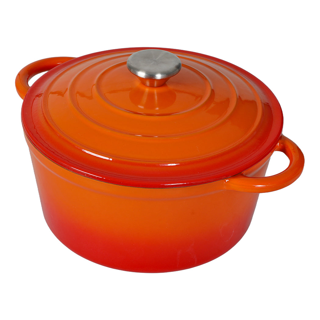 Toque Cast Iron Pot Dutch Oven Enameled Evenly Heats for Slow Cooking Orange-2109799595842932738