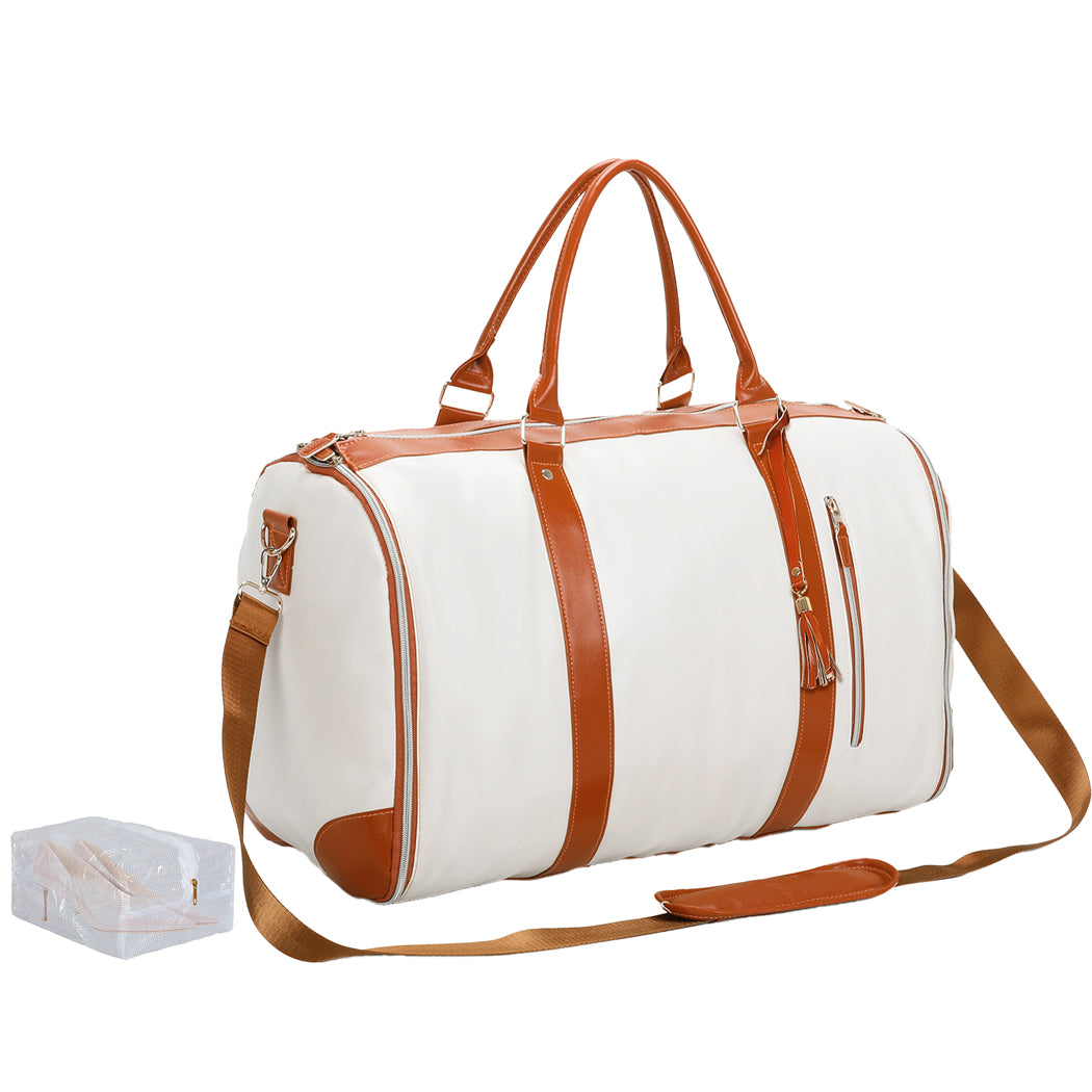 Slimbridge Garment Bags Hanging Suit Duffel Bag Beige-1894516795239436289