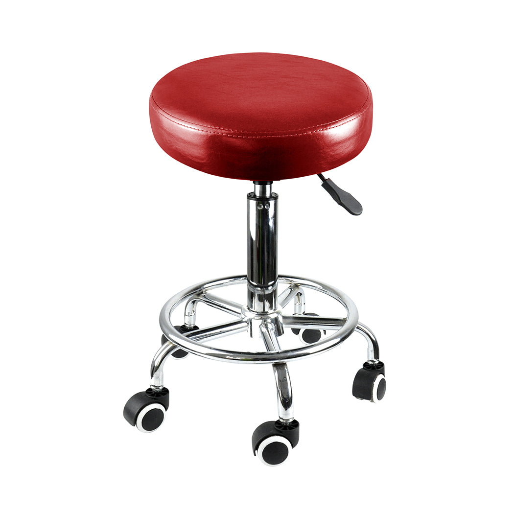 Levede Salon Stool Swivel Barber Stools Red-1864184632568844289